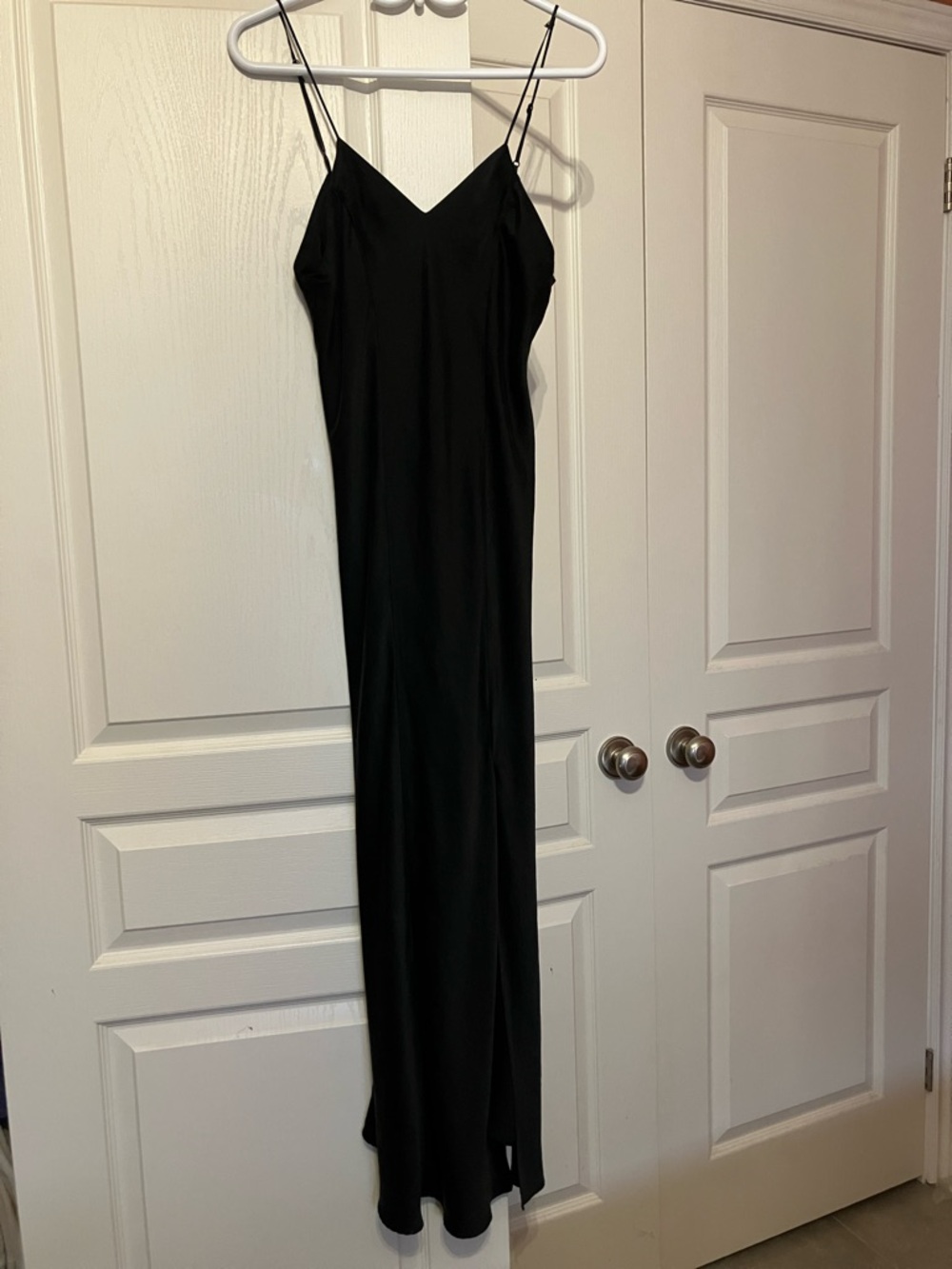 Black Silk Maxi Nightgown with Spaghetti Straps